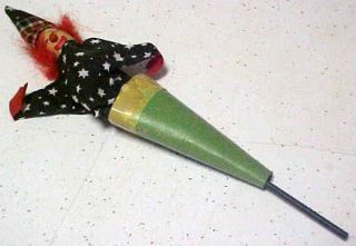 Vintage PUSH UP CLOWN PUPPET IN CARDBOARD CONE
