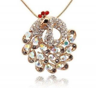 Noble Swarovski crystal Fashion Peacock Pendant With Chain Hot Selling