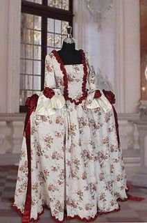   Baroque or Medieval Summer Dress Floral Print in Antoinette Style