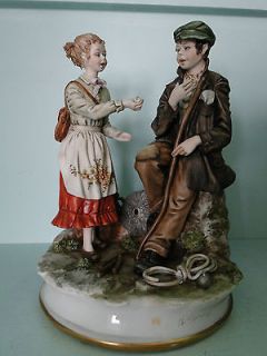 LARGE VINTAGE CAPODIMONTE Porcelain BOY and GIRL figurine