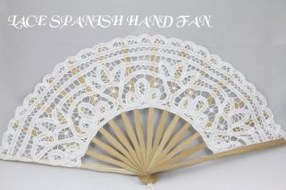 NEWWhite Color LACE SPAIN HAND FAN for Wedding decoration fancy 