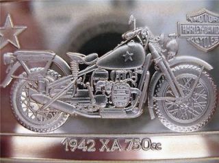   PURE SILVER 90TH ANNIVERSARY INGOT 1942 XA 750cc HARLEY DAVIDSON+GOLD