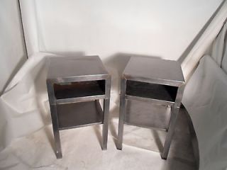   MCM industrial vintage Simmons polished folded steel nightstands RARE