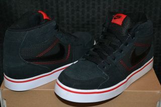 NIke Ruckus Mid Jr Skateboarding Shoes Black Red Suede Youth Boys 1Y 