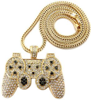ICED OUT PLAYSTATION REMOTE CONTROL PENDANT MENS CHAIN LONG NECKLACE 