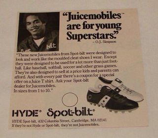 1976 O.J. SIMPSON Spot Bilt shoes ad ~ JUICEMOBILES