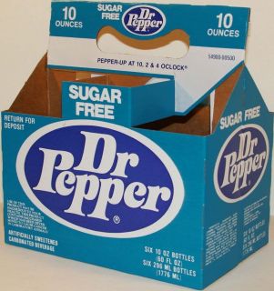 Old soda pop bottle carton DR PEPPER Sugar Free unused new old stock n 