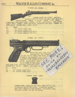 1949 CROSMAN ARMS SILENT AIR RIFLE PISTOL GUN TOY PRICE LIST 