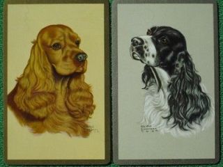   COOK COCKER SPANIEL FABULOUS DOG ART TWO PLAYING SWAP CARDS OLDIE