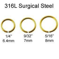316L Surgical Steel Nose Ring Septum Hoop Seamless Anodized Gold 18 