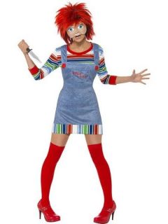 LADIES CHILDS PLAY 2 CHUCKY FANCY DRESS HALLOWEEN OFFICIAL COSTUME 