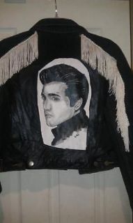 Elvis Custom One of a Kind Leather, Blk Jean Jacket from the Las 