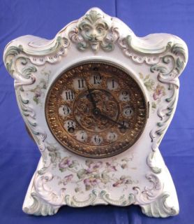 Antique Royal Bonn Merrimac Ansonia Mantel Clock Co NY