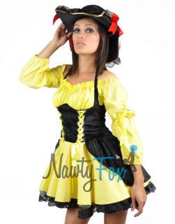Sexy Renaissance Yellow Vixen Wench Pirate Womens Halloween Costume 