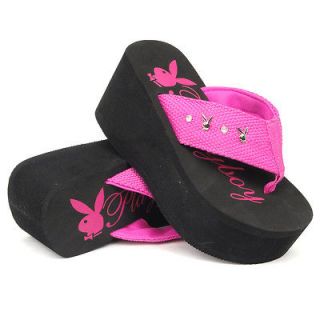   Bunny Womens Thong Sandals Pink Sz 5 10 / Platform Wedge EVA Shoes