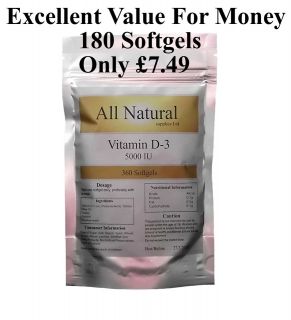 Vitamin D 3 5000iu Free UK p&p Available as180 Vitamin D3 gels or 360 
