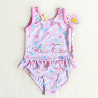 Girls Polka Dots One Piece Swimsuit Swimwear Bathing Swimming Costume 