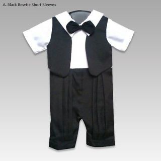 Baby boy infant Tuxedo suit romper tie bowtie gift xmas NY Vest 