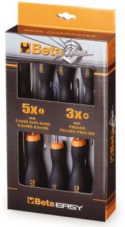 BETA TOOLS ITALY PHILLIPS & SLOTTED SCREWDRIVER SET 8 PIECE SET 