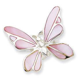 New Sterling Mother of Pearl Butterfly Ring Size 7