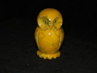   SCULPTURE Figurine GENUINE ALABASTER OWL MADE in ITALY Paperweight