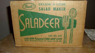 Vintage Saladeer Deluxe 3 Cone Salad Maker by Rival Cat # 657
