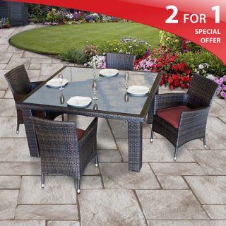 New Neptune Luxury Outdoor Wicker Dining Set   4 Chairs   Henna Spice 