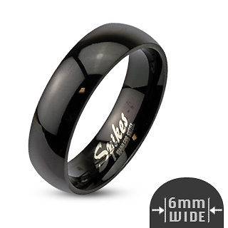 Stainless Steel Black IP Dome Ring Band Size 5,6,7,8,9,10,1​1,12,13 