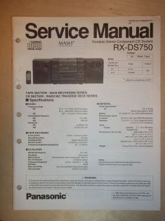 Panasonic Service Manual~RX DS75​0 CD/Radio/Boomb​ox