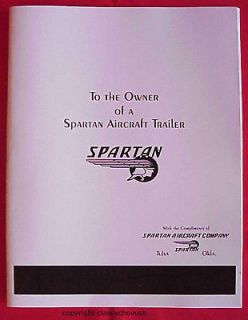 Owners manual 1949 46 47 Spartan Manor Mansion trailer