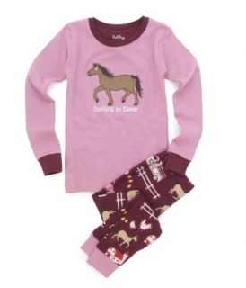   Kids HATLEY Horse Farm Applique Pink Pyjamas NEW Long John Pajamas