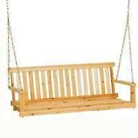   24 TRADITIONAL 4 FOOT WOODEN OUTDOOR PORCH SWING WITH CHAINS SALE
