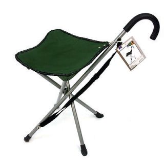 Folding Cane Chair   Walking Stick with Tripod Stool
