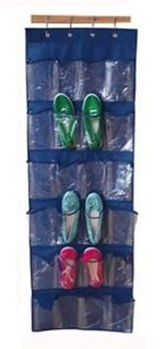   Over the Door Hanging Shoe and Accessories Storage Organizer   Blue