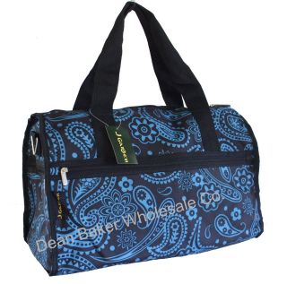 Paisley Duffle Tote Bag Carry on Black Blue