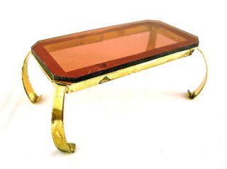   House Vintage Furniture Brass 1970s Coffee Table Smoked Top 7689