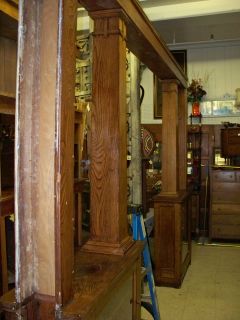 Antique Wooden Room Divider With Columns / Bookcases