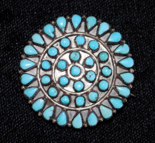 Old Pawn/Estate Sterling Silver &Turquoise Zuni Petite Point Pin 
