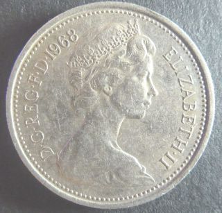 GREAT BRITAIN 1968 5 NEW PENCE COIN XF NICE DETAIL,KM#911 