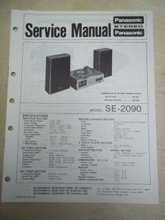Panasonic Service Manual~SE 2090 Stereo/Receiver/Record Player 
