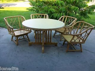 Ficks Reed Dining Game Set Chairs Faux Bamboo Rattan Bamboo Patio 