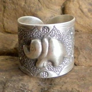 Karen Hill Tribe Elephant Pattern Wrap Adjustable .95 Fine Silver Ring
