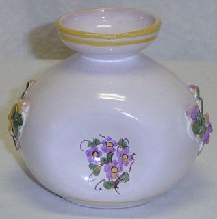 Vintage Art Pottery Vase w/ Applied & Painted Flowers Hertwig 