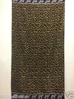   LUXURY NEW 100% PURE EGYPTIAN COTTON LEOPARD VELOUR BEACH TOWEL BROWN