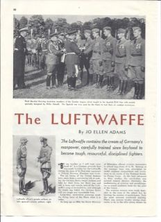 WWII 1944 Luftwaffe Article/ Ranks/ Uniforms/ Planes/ Nazi Youth