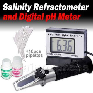 SALINITY REFRACTOMETER + DIGITAL pH METER AQUARIUM