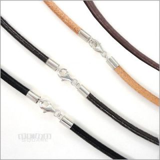   3mm Round Genuine Leather Cord Necklace / Bracelet Lobster Clasp