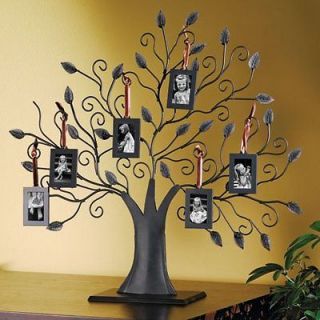   TREE PICTURE FRAME   BRONZE FAMILY TREE WITH 6 HANGING PICTURE