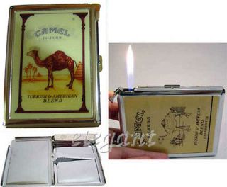 Camel Cigarette Metal Case Box with Refillable Lighter