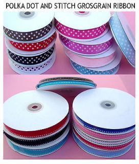   RIBBON LOT 125 yards 25 yd/roll polkadot n stitch u pick color